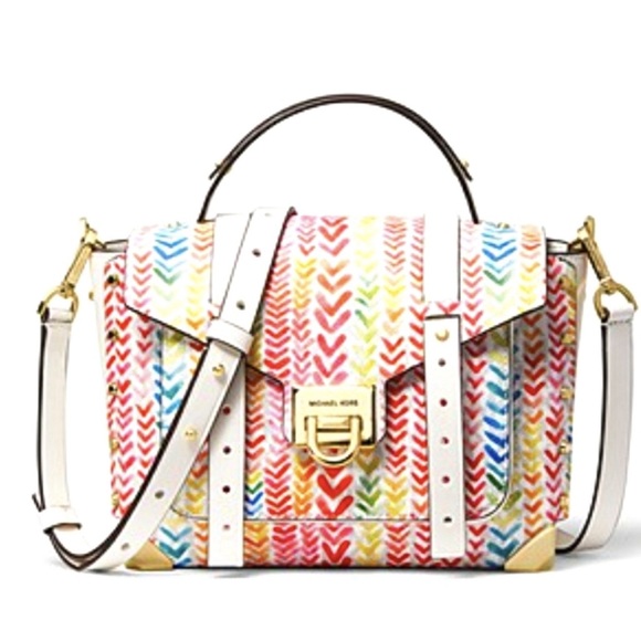 Michael Kors Manhattan Printed Satchel NWT - Picture 4 of 15